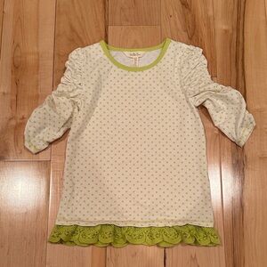 Matilda Jane Green Polka Dot Top with Green Lace